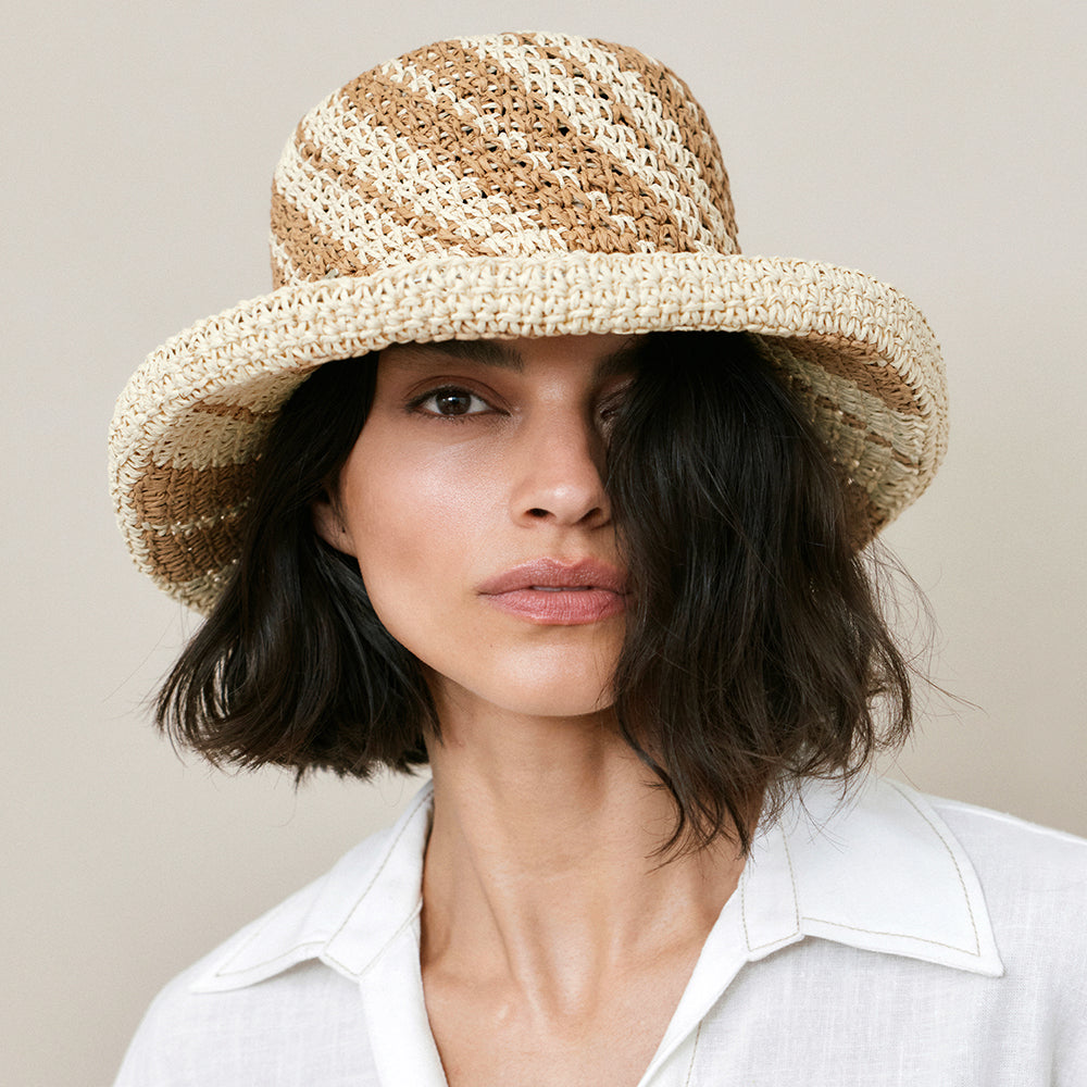 Chapeau Été en Paille Toyo Crochetée naturel-marron SEEBERGER