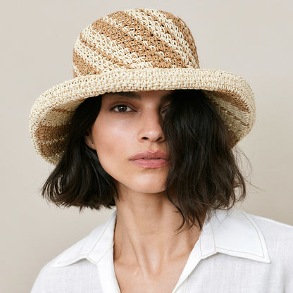 Chapeau Été en Paille Toyo Crochetée naturel-marron SEEBERGER