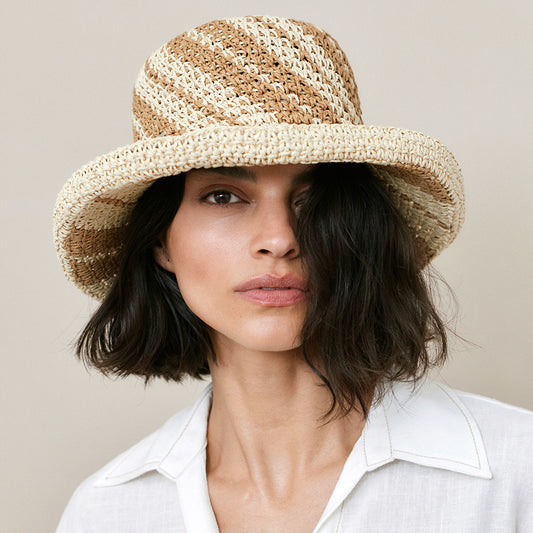 Chapeau Été en Paille Toyo Crochetée naturel-marron SEEBERGER