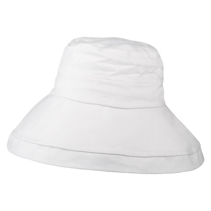Chapeau Été en Lin et Coton Pliable Lily blanc SUR LA TÊTE