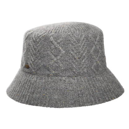 Chapeau Bob en Laine Mélangée à Torsades gris SCALA