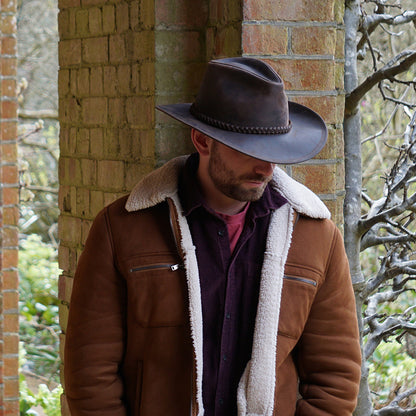 Chapeau de Cowboy en Cuir de Buffle chocolat JAXON & JAMES