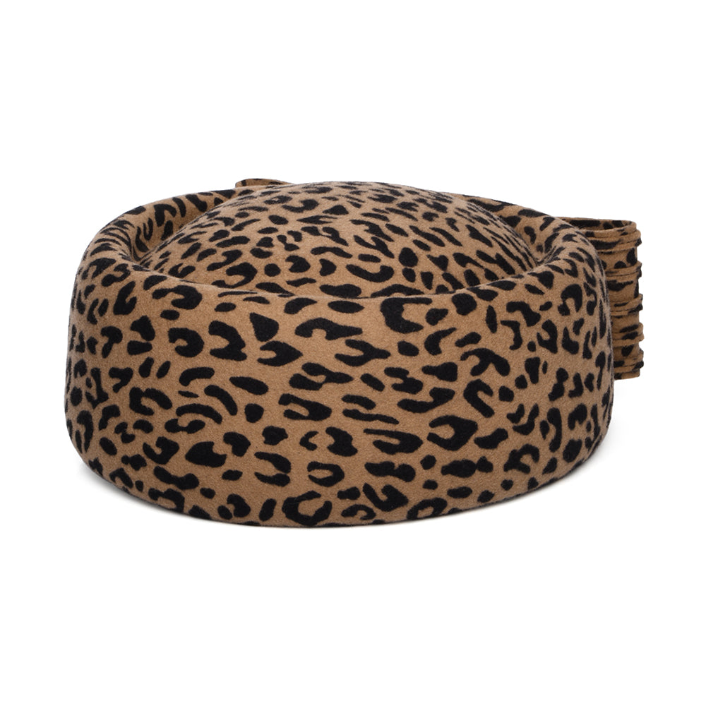Chapeau Calot en Laine Jackie O Loop Bow léopard WHITELEY