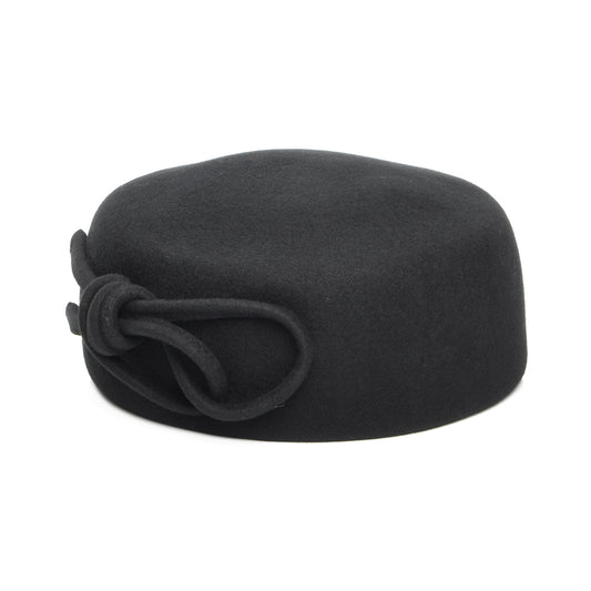 Chapeau Calot en Laine avec Nœud Caroline noir WHITELEY