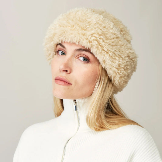 Chapeau Hiver en Fausse Fourrure Sherpa crème HELEN MOORE