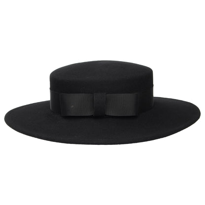 Chapeau Canotier en Laine Feutrée Fiona noir WHITELEY