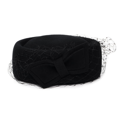 Chapeau Calot en Laine avec Voile Carrie noir WHITELEY