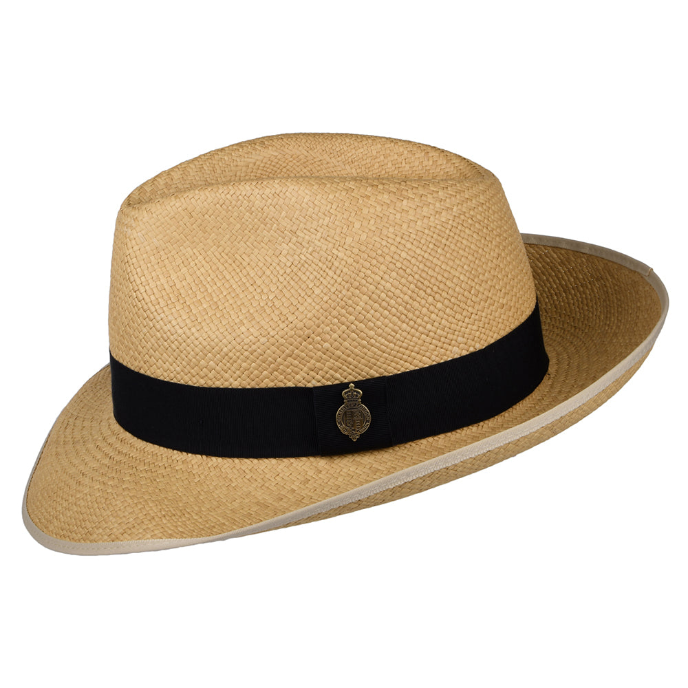 Chapeau Fedora Panama avec Bandeau bleu marine Classic Preset naturel CHRISTYS