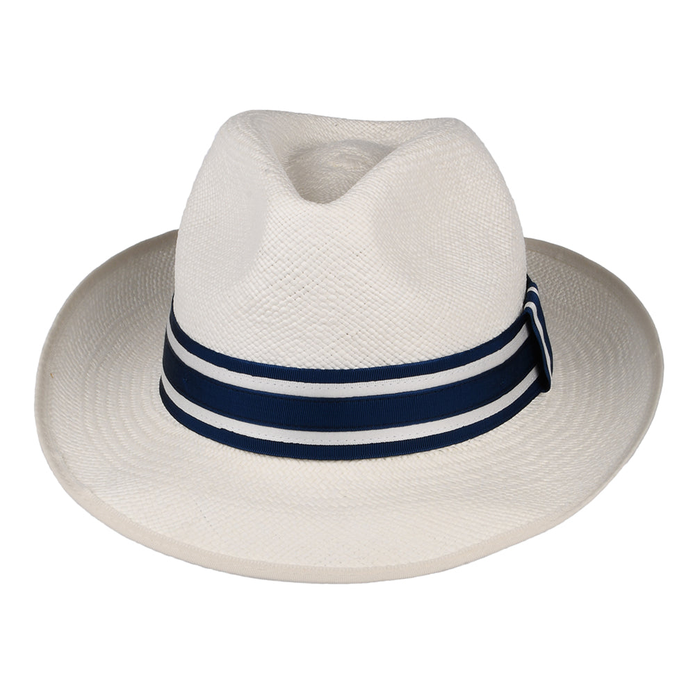 Chapeau Fedora Panama avec Bandeau à Rayures Ascot Striatus Preset décoloré CHRISTYS