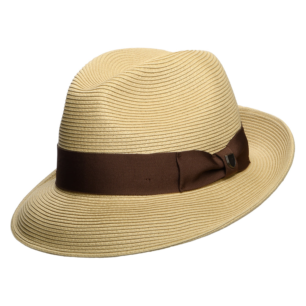 Chapeau Fedora en Paille Toyo Pliable Convertabrim Horton beige sable foncé BRIXTON