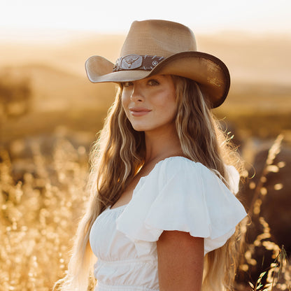 Chapeau de Cowboy Western en Paille Toyo Mate Chet whisky DORFMAN PACIFIC