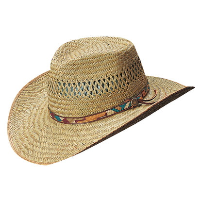Chapeau Australien en Paille de Jonc avec Bandeau Imprimé naturel-multi DORFMAN PACIFIC
