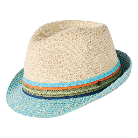 Chapeau Trilby en Paille Toyo Seville naturel-aqua FAILSWORTH
