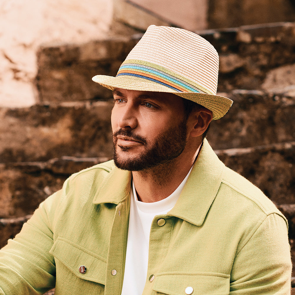 Chapeau Trilby en Paille Toyo Seville naturel-citron vert FAILSWORTH