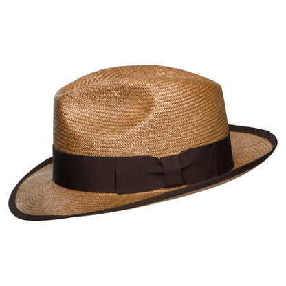 Chapeau Fedora en Paille Toyo Mayfair marron clair DENTON