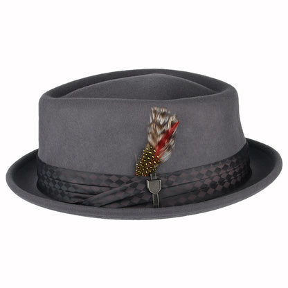 Chapeau Pork Pie Stout en Laine Feutrée gris moyen BRIXTON