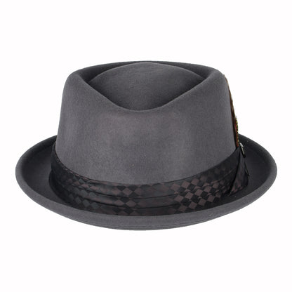 Chapeau Pork Pie Stout en Laine Feutrée gris moyen BRIXTON