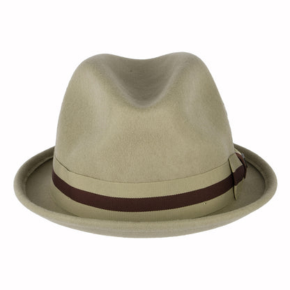 Chapeau Trilby en Laine Feutrée Bandeau à Rayures Gain sable-marron BRIXTON