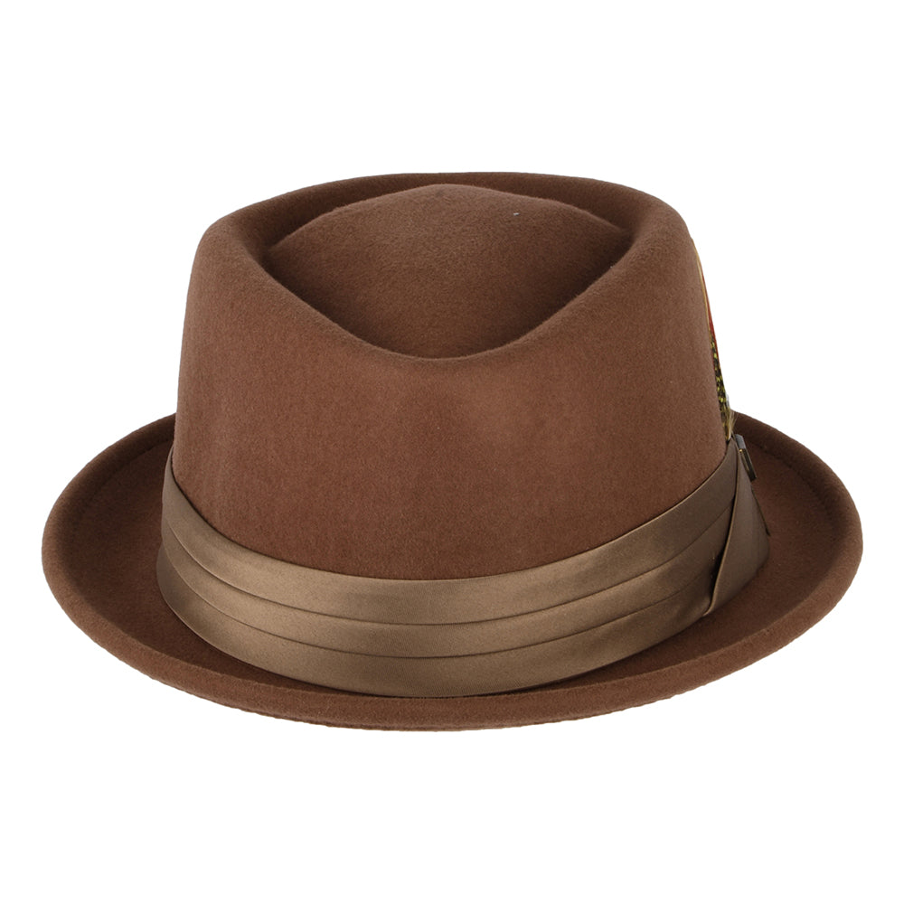 Chapeau Pork Pie en Laine Feutrée Stout marron-bronze BRIXTON