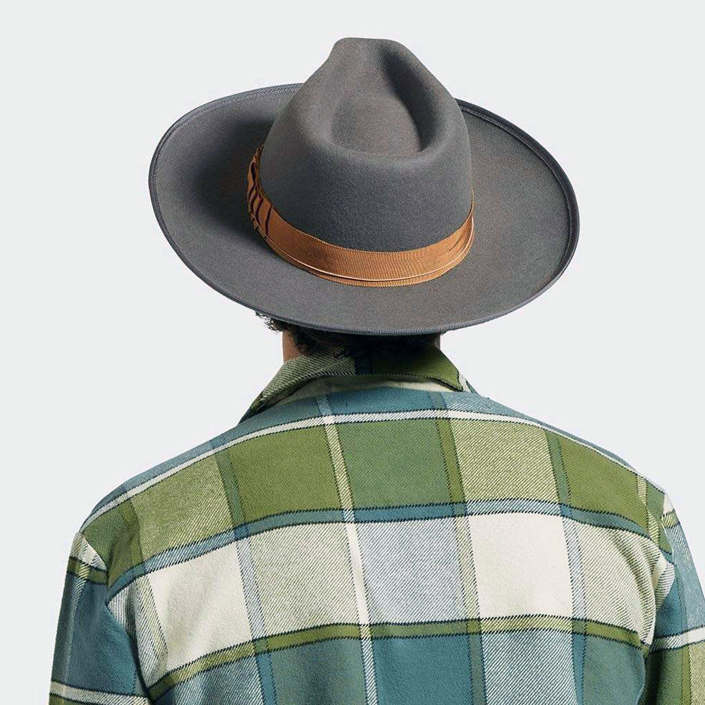 Chapeau Fedora en Laine Feutrée Reno gris foncé BRIXTON