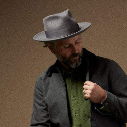 Chapeau Fedora en Laine Feutrée Convertabrim Swindle gris BRIXTON
