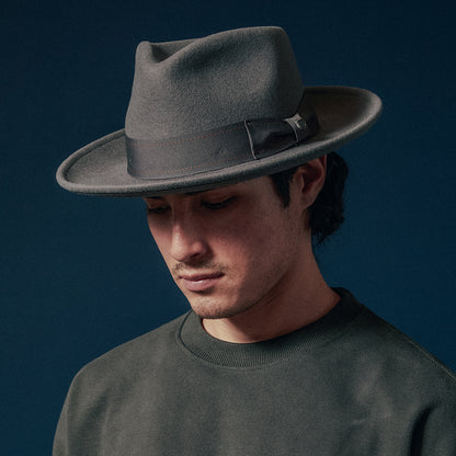 Chapeau Fedora en Laine Feutrée Convertabrim Swindle gris BRIXTON