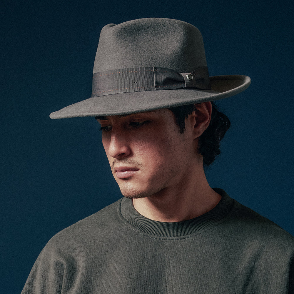 Chapeau Fedora en Laine Feutrée Convertabrim Swindle gris BRIXTON