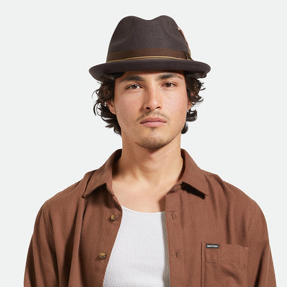 Chapeau Trilby en Laine Feutrée Gain 20ème Anniversaire chocolat BRIXTON