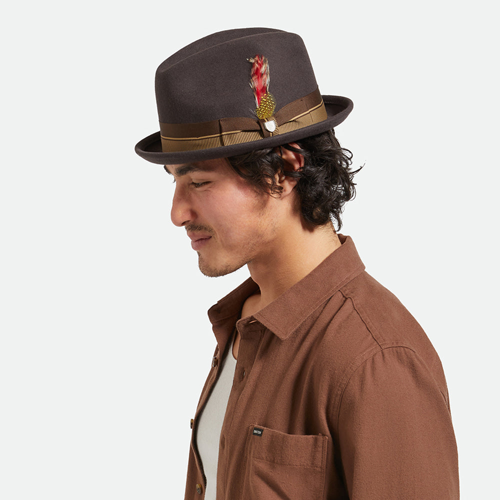 Chapeau Trilby en Laine Feutrée Gain 20ème Anniversaire chocolat BRIXTON