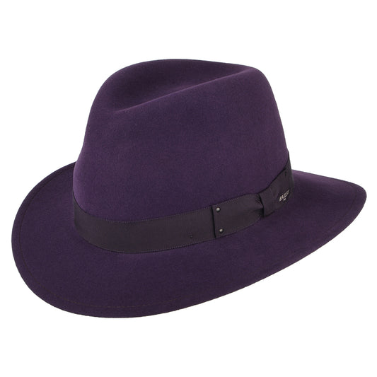Chapeau Fedora en Laine Feutrée Déformable Hydrofuge Curtis violet BAILEY