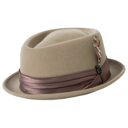 Chapeau Pork Pie en Laine Feutrée Stout sable-sable foncé BRIXTON