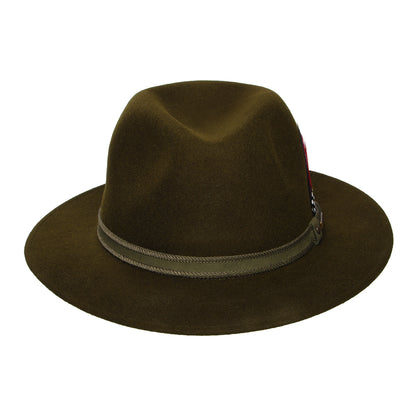 Chapeau Fedora Safari en Laine Feutrée Hydrofuge Tenvelco Traveller forêt foncé STETSON