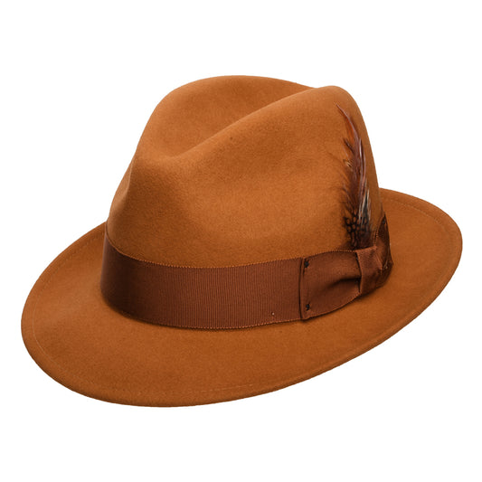 Chapeau Fedora en Laine Feutrée Déformable Hydrofuge Blixen ambre BAILEY