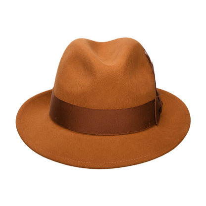 Chapeau Fedora en Laine Feutrée Déformable Hydrofuge Blixen ambre BAILEY