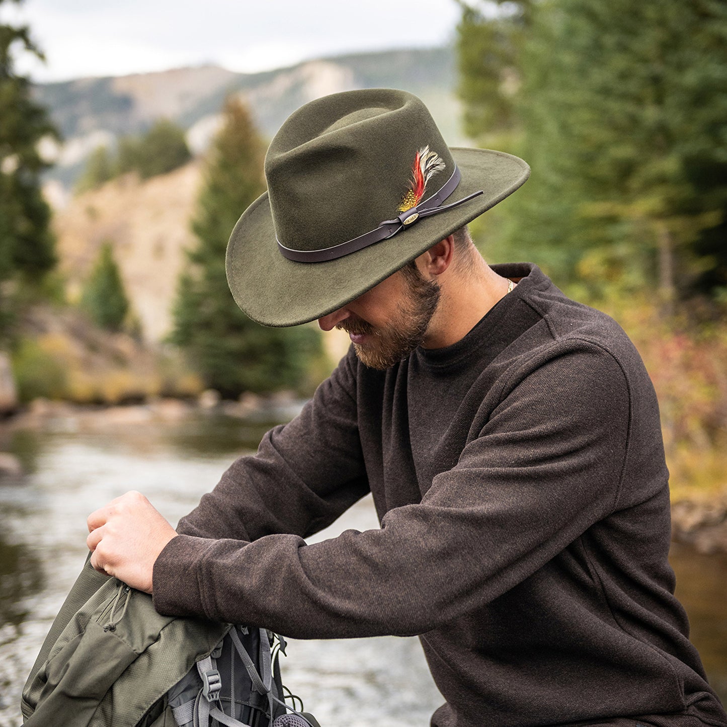 Chapeau Australien en Laine Feutrée Déformable Hydrofuge Dakota olive SCALA