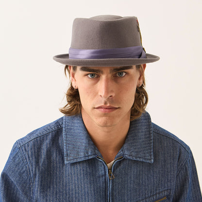 Chapeau Pork Pie en Laine Feutrée Stout anthracite BRIXTON