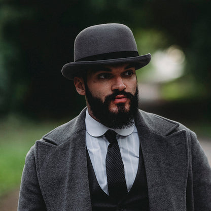 Chapeau Melon Anglais en Laine Feutrée gris JAXON & JAMES