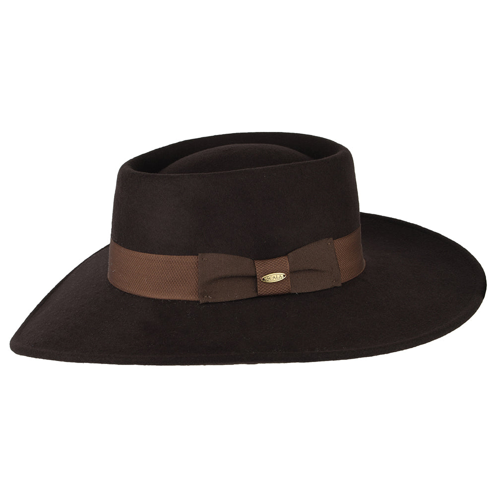 Chapeau Gaucho en Laine Feutrée Hydrofuge Hank chocolat SCALA