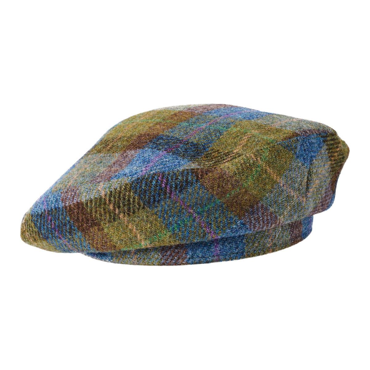 Béret en HARRIS TWEED bleu-mousse FAILSWORTH