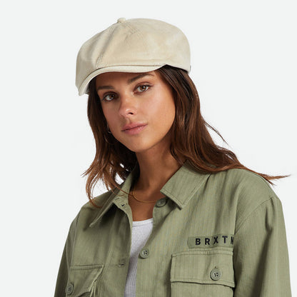 Casquette Gavroche en Velours Côtelé Brood Lightweight X Snap blanc cassé BRIXTON