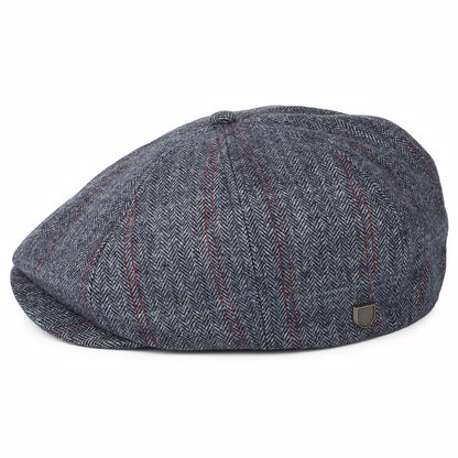 Casquette Gavroche à Carreaux et Chevrons Brood bleu marine délavé-beige BRIXTON