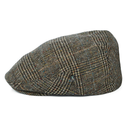 Casquette Plate en Tweed du Donegal Prince-de-Galles olive CITY SPORT