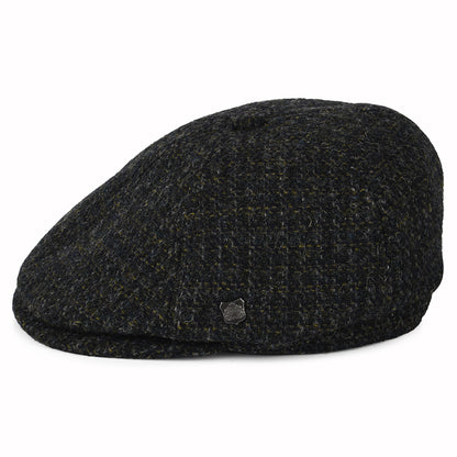Casquette Gavroche en HARRIS TWEED à Carreaux Hudson anthracite FAILSWORTH