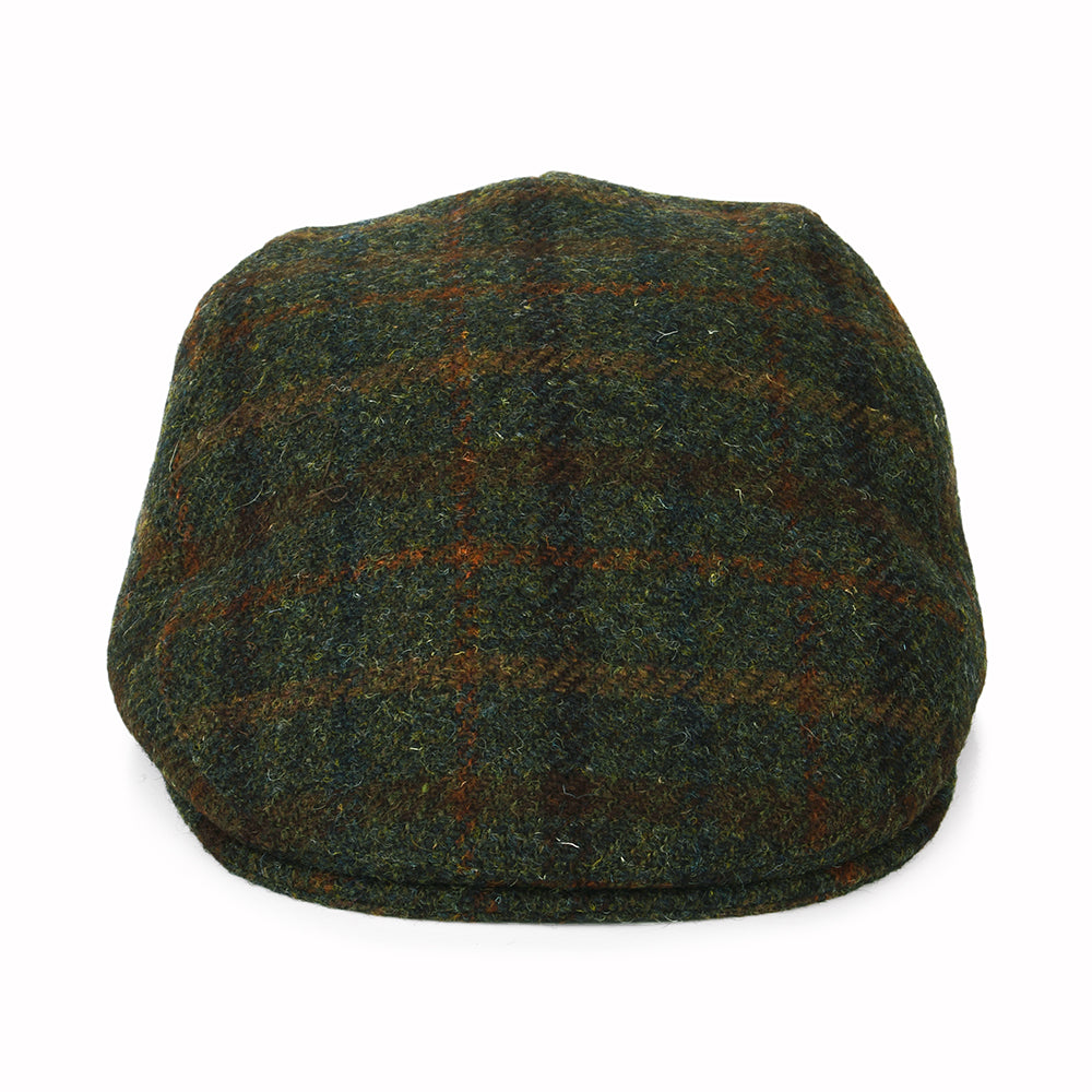 Casquette Plate en HARRIS TWEED Avec Protège-Oreilles à Carreaux Oban olive-rouille FAILSWORTH
