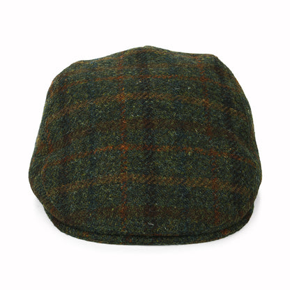 Casquette Plate en HARRIS TWEED Avec Protège-Oreilles à Carreaux Oban olive-rouille FAILSWORTH