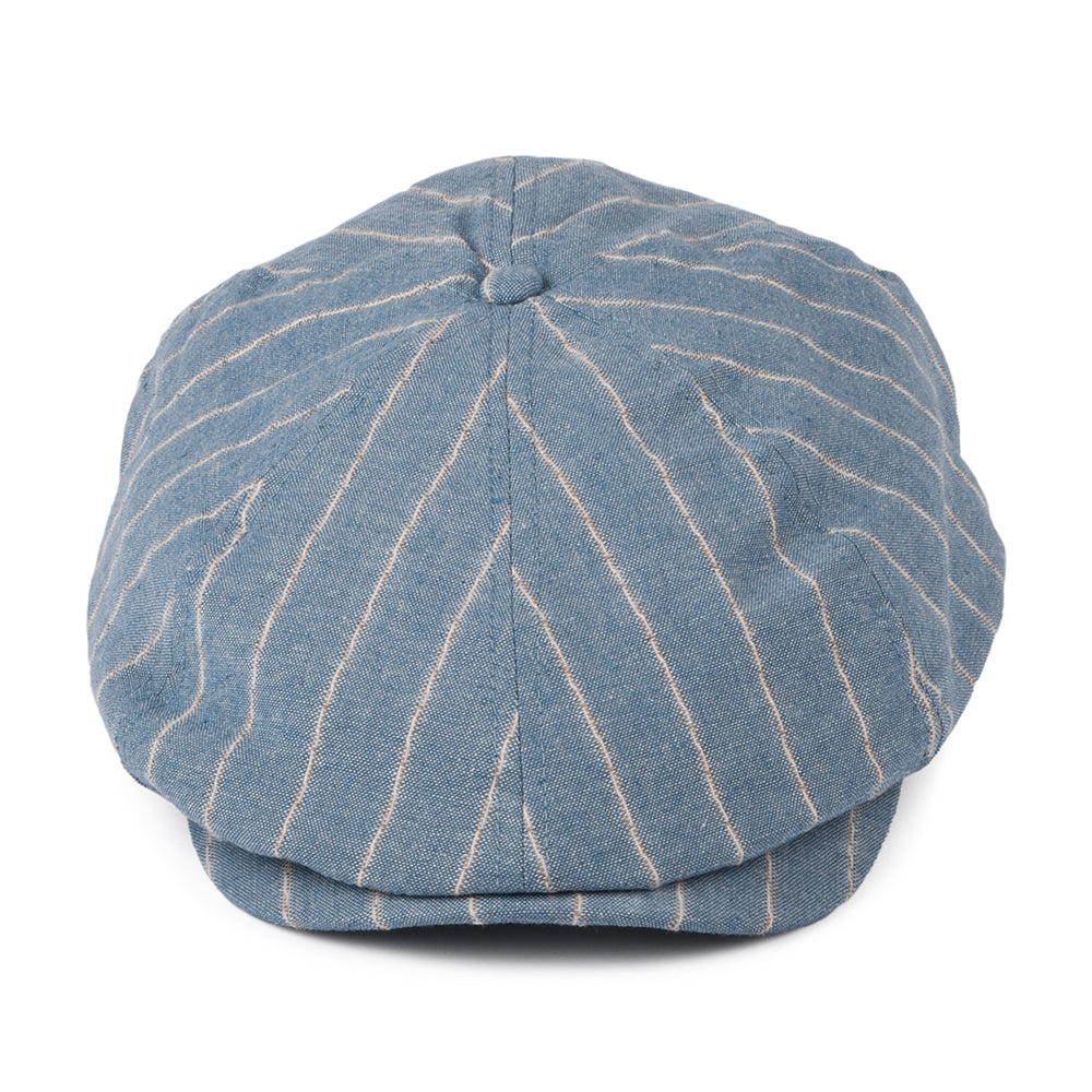 Casquette Gavroche en Lin et Coton à Rayures Jamaica bleu clair BARTS