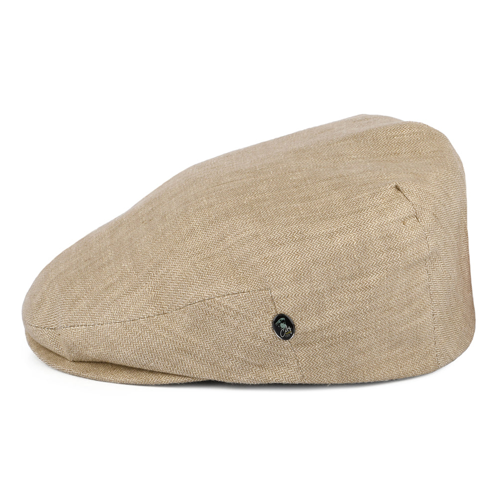 Casquette Plate en Lin à Micro Chevrons blé CITY SPORT