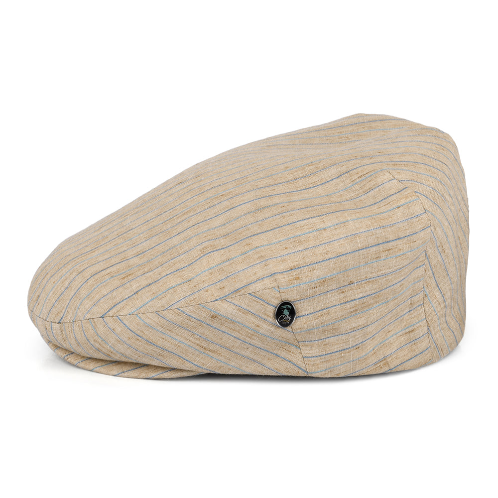 Casquette Plate en Lin à Rayures naturel CITY SPORT