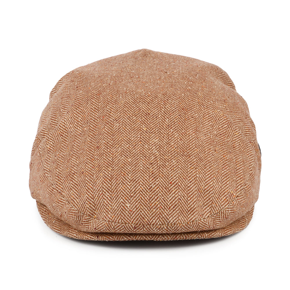Casquette Plate Été en Pure Soie à Chevrons ocre CITY SPORT