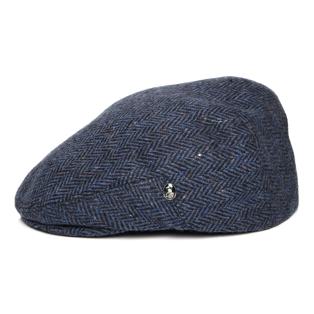 Casquette Plate en Tweed du Donegal à Chevrons bleu marine CITY SPORT